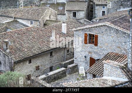 Frankreich, Ardeche, Gorges de l'Ardèche, Dorf Labeaume Stockfoto