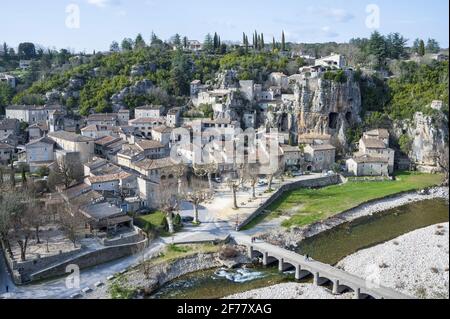 Frankreich, Ardeche, Gorges de l'Ardèche, Dorf Labeaume Stockfoto