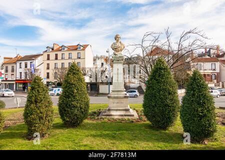 Frankreich, Val de Marne, Bry sur Marne, Statue von Daguerre Stockfoto