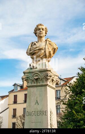 Frankreich, Val de Marne, Bry sur Marne, Statue von Daguerre Stockfoto