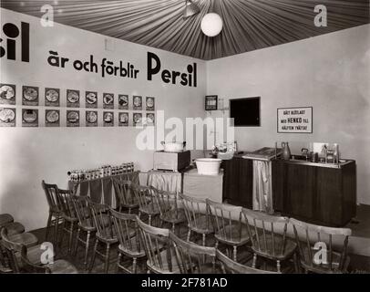 Bau- und Bo-Ausstellung in Örebro im Jahr 1937. Werbung für das Waschmittel Stockfoto