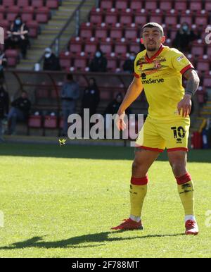 London, Großbritannien. April 2021. SOUTHEND, ENGLAND - 05. APRIL: Josh Gordon von Walsall während der Sky Bet League 2 zwischen Leyton Orient und Walsall im Brisbane Road Stadium, Southend, UK am 03. April 2021 Credit: Action Foto Sport/Alamy Live News Stockfoto