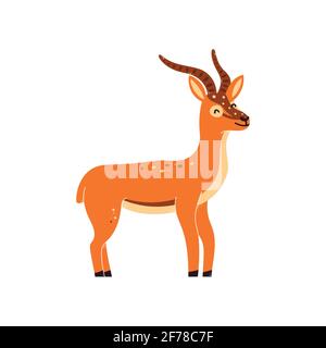 Vektordarstellung einer Gazelle, Antilope auf weißem, isoliertem Hintergrund. Stock Vektor