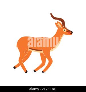 Vektordarstellung einer Gazelle, Antilope auf weißem, isoliertem Hintergrund. Stock Vektor