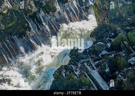 Conwy Falls oder in Welsh Rhaeadr y Graig Lwyd On Der River Conwy in der Nähe von Betws y Coed North Wales Stockfoto