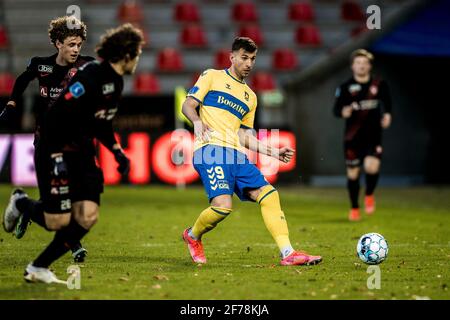 Herning, Dänemark. April 2021. Andrija Pavlovic (9) aus Broendby, GESEHEN WÄHREND des 3F Superliga-Spiels zwischen FC Midtjylland und Broendby IF in der MCH Arena in Herning. (Foto: Gonzales Photo/Alamy Live News Stockfoto