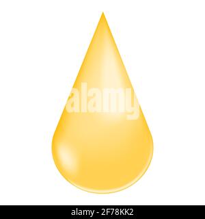 Goldenes glänzendes Tröpfchen. Kollagentropfen, Vitamin A oder E, Keratin, Serum, Jojoba-Kosmetiköl, Omega-Fettsäure. Vektor-realistische Darstellung. Stock Vektor