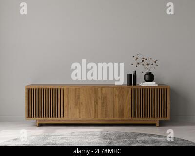 Minimalistische Interieur des modernen Wohnzimmer 3D-Rendering Stockfoto