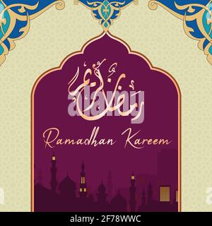 Elegante Grußkarte von Ramadan Kareem (Übersetzung: Ramadan Kareem) Stock Vektor