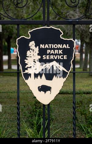 Das Schild des National Park Service Stockfoto