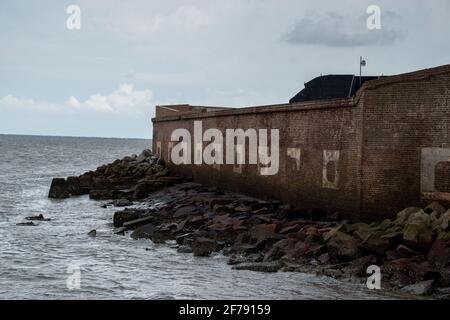 Die Seitenwand von Fort Sumter in Charleston, South Carolina Stockfoto