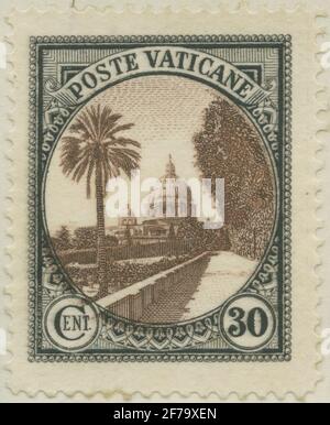 Die Briefmarke der philatelistischen Motivsammlung von Gösta Bodman begann 1950.die Briefmarke aus dem Vatikan, 1933. Motive von Peter. Stockfoto