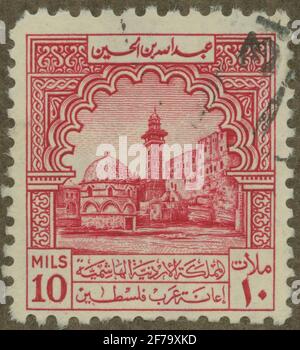 Stempel von Gösta Bodmans Philatelistenauftrag, begann 1950.die Marke aus dem Irak, (U.Å). Motionen der Moschee. Stockfoto