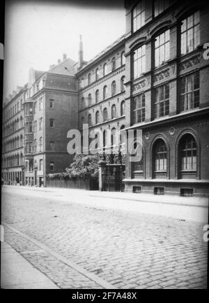 SkiopT-Ikone mit Motiven aus der Straße in Kopenhagen.das Bild wurde in Karton mit der Aufschrift: Copenhagen 8 gespeichert. 1908. Text auf Bild: '1908 Stockfoto