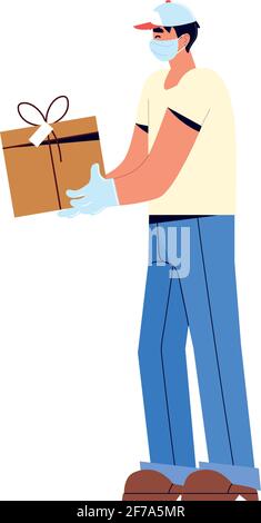 Kurier mit Paket Stock Vektor