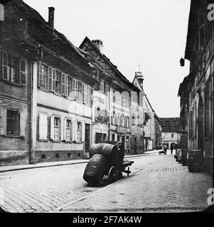 SkiopT-Ikonbild mit Motiven aus der Straße in Lübeck.das Bild wurde in Karton gespeichert und markiert: Die Reise im Jahr 1907. Lübeck 8. 1. Stockfoto