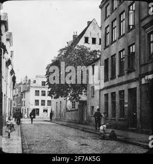 SkiopT-Ikonbild mit Motiven aus der Straße in Lübeck.das Bild wurde in Karton gespeichert und markiert: Die Reise im Jahr 1907. Lübeck 8. 1. Stockfoto