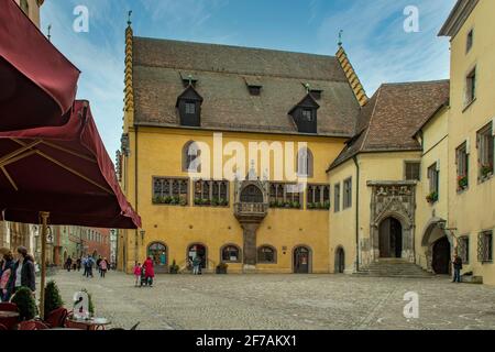 Alter Rathaus Platz, Regensburg, Bayern, Deutschland Stockfoto