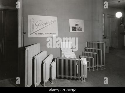 Heizkörper auf der Bau- und Bo-Ausstellung in Örebro im Jahr 1937. Stockfoto