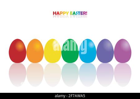 Ostern Grußkarte mit Regenbogenfarben Eier Stock Vektor