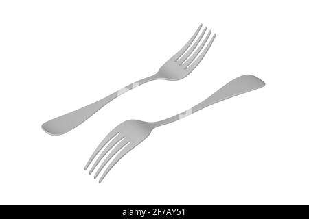 Fork-Mockup auf weißem Hintergrund - 3D-Rendering Stockfoto