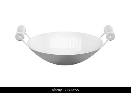 Wok-Pan-Mockup auf weißem Hintergrund - 3d-Rendering Stockfoto