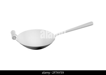 Wok-Pan-Mockup auf weißem Hintergrund - 3d-Rendering Stockfoto