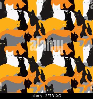 Nahtloser Hintergrund mit Katzen Stock Vektor