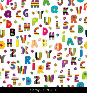 Niedliche bunte nahtlose mit englischen Alphabet Stock Vektor