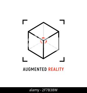 Vektorsymbol für AR-Reality-Symbole. Virtual Augmented Reality Cube Screen 3d-Logo Stock Vektor