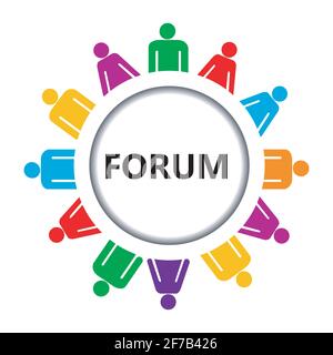 Forum-Symbol mit stilisierten Personengruppe auf weißem Hintergrund Stock Vektor