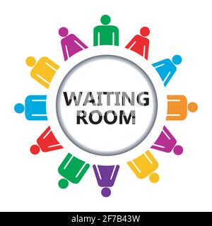 Wartezimmer-Schild mit stilisierten Gruppe von Menschen Stock Vektor