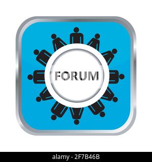 Schaltfläche "Forum" mit Gruppe von Menschen Stock Vektor
