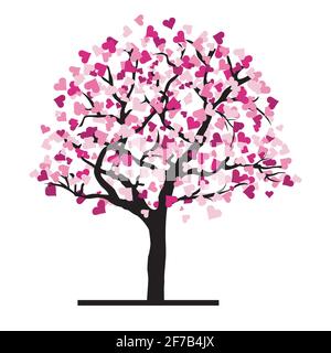 Liebe Baum mit rosa Herzen Stock Vektor