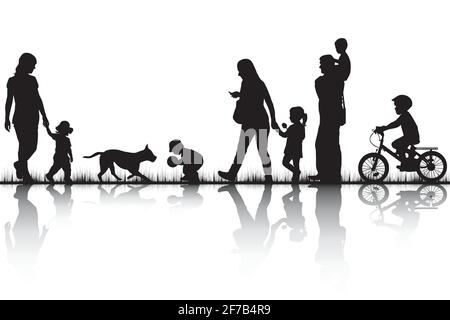 Familie Silhouetten in der Natur Stock Vektor