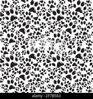 Nahtlose Hintergrund schwarz und weiß mit schwarzen Pfoten Stock Vektor