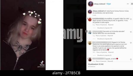 Soziales, Italien. April 2021. Verschwindenfall von Denise Pipitone, neue Bilder aus Olysa Rostovas Instagram-Profil, für die heute der DNA-Test erwartet wird, um zu überprüfen, ob sie das Kind sein könnte, das vor 17 Jahren in Mazzara del Vallo verschwand (SOZIAL - 2021-04-06, DOMENICO PIZZARELLI) p.s. la foto e' utilizzabile nel rispetto del contesto in cui e' stata scattata, e senza intento diffamatorio del decoro delle persone rappresentate Credit: Independent Photo Agency/Alamy Live News Stockfoto