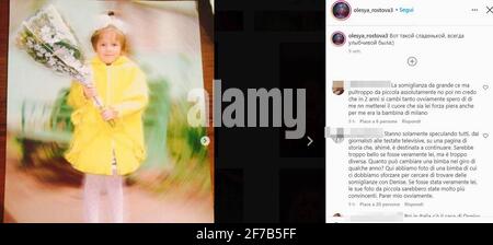 Soziales, Italien. April 2021. Verschwindenfall von Denise Pipitone, neue Bilder aus Olysa Rostovas Instagram-Profil, für die heute der DNA-Test erwartet wird, um zu überprüfen, ob sie das Kind sein könnte, das vor 17 Jahren in Mazzara del Vallo verschwand (SOZIAL - 2021-04-06, DOMENICO PIZZARELLI) p.s. la foto e' utilizzabile nel rispetto del contesto in cui e' stata scattata, e senza intento diffamatorio del decoro delle persone rappresentate Credit: Independent Photo Agency/Alamy Live News Stockfoto