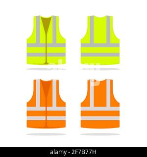 Sicherheitssymbol der Schutzjacke. Vector Lebensweste gelb Sichtbarkeit fluoreszierende Arbeitsjacke Stock Vektor