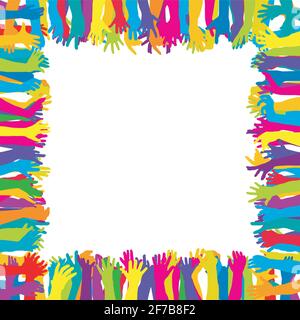 Bunten Rahmen mit hand Silhouetten auf weißem Hintergrund Stock Vektor