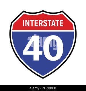 40 Wegzeichen-Symbol. Vector Road 40 Autobahn Interstate american Freeway US california Route Symbol Stock Vektor