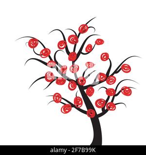 Abstrakte Baum mit roten Früchten Stock Vektor