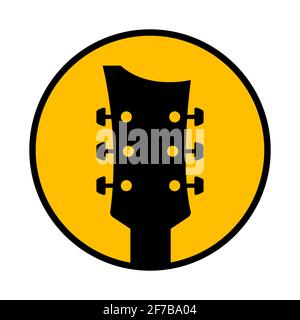 Gitarre akustische Pick Kopfstock Vektor-Design Symbol flach Logo Stock Vektor