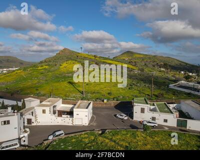 Luftaufnahme von Haria auf Lanzarote auf der Kanarischen Insel in Spanien Stockfoto