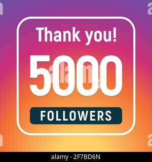 Vielen Dank 5000 Anhänger Gratulation abonnieren. 5.000 folgen dem Jahrestag Stock Vektor
