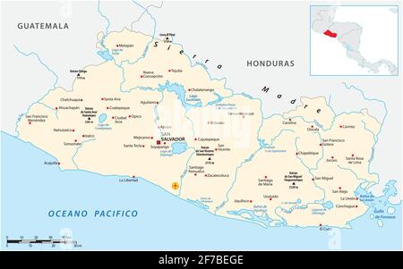 vektorkarte der Zentralamerikanischen Republik El Salvador Stock Vektor