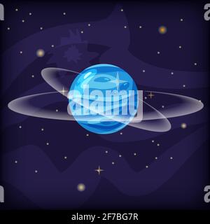 Planet fantastisch auf einem Weltraum-Hintergrund, Cartoon-Stil, isoliert, Vektor, Illustration Stock Vektor