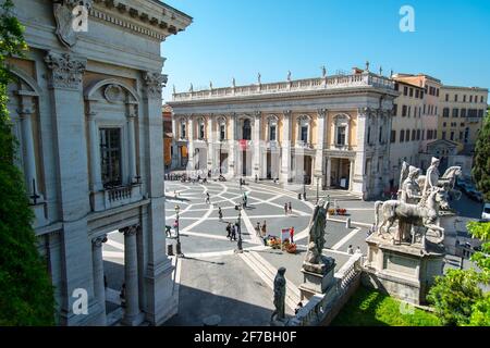 Piazza del Campidoglio auf dem Kapitol, Turist, Rom, Latium, Italien, Europa Stockfoto