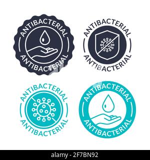 Antibakterielle Seife Logo antiseptische Bakterien sauber medizinisches Symbol. Anti-Bakterien-Vektor-Design Stock Vektor