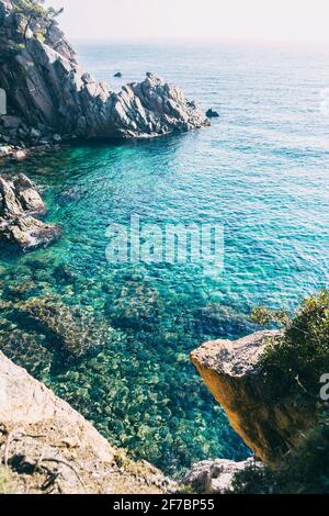 Landschaft von Stränden und Buchten der spanischen costa brava An einem sonnigen Tag Stockfoto